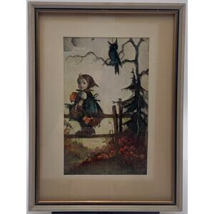 Vintage M.J. M.I. Hummel Framed Prints - Set of 2 ("Just Sitting" 22B & 21G)